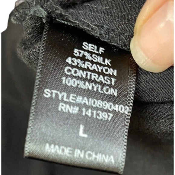 ASTR The Label Lace Cut Out Sheath Dress Black Size Large Long Sleeve Silk Blend - Picture 8 of 11